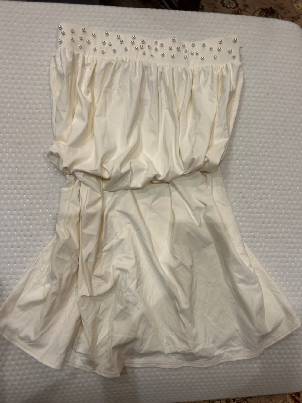 Juicy Couture Ivory Strapless Bubble Dress with Studded Trim-P